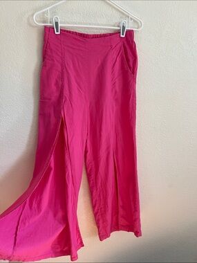 Happily Grey Linen Split Leg Pants